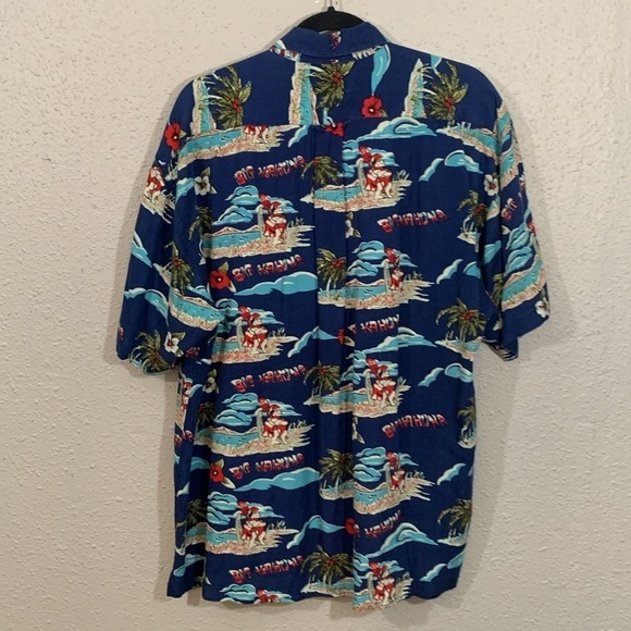 Big Dogs Hawaiian Big Kahuna All Over Print Navy Short Sleeve Button Up Shirt - Picture 5 of 12